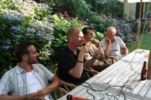 Mike De Herdt (ABVV), Sacha Vandewiele (GvA), Peter Raats (sp.a-districtsburgemeester van Berchem) en ik zelf.