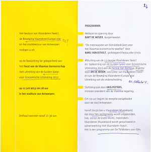 Op het Schoon Verdiep enkel spreekrecht voor de Vlaamse elite (De Wever, Karel Van Eetvelt, Kris Peeters) en lauwering van de de stichters van Argenta (‘Vlaams-nationalistische’ ‘oude bekenden’).