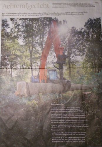 Het gedicht van Max Temmerman op een achtergrond die elk natuurminnend hart doet bloeden.