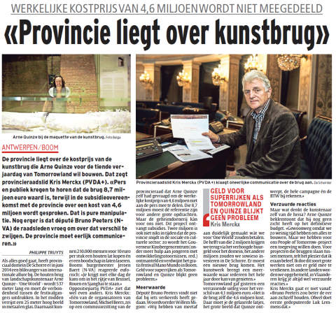 Artikel in Het Laatste Nieuws - De Nieuwe Gazet (13/12/2013)