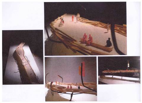 Zij- en bovenaanzichten van de maquette.