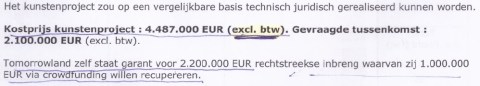 Deputatiebesluit van 19/9/2012 omschrijft de brug in haar geheel als een 'kunstenproject' niet als infrastructuur.
