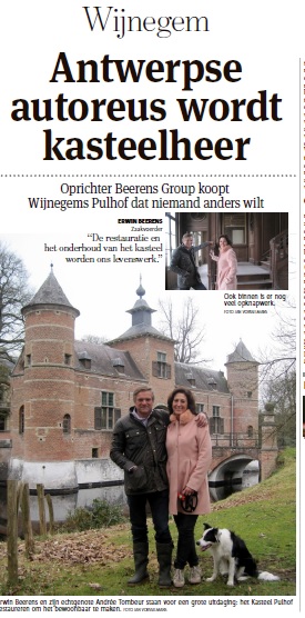 Gazet van Antwerpen meldt de verkoop van kasteel en domein (27 hectaren)  aan autogigant Erwin Beerens. Het Pulhof quasi instapklaar voor… 'een kasteelheer van de nieuwe tijd’. 