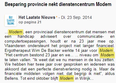Wél naakte ontslagen bij de provincie Antwerpen, o.a. vier door de sluiting van het communicatiehulpmiddelencentrum voor gehandicapten MODEM. 