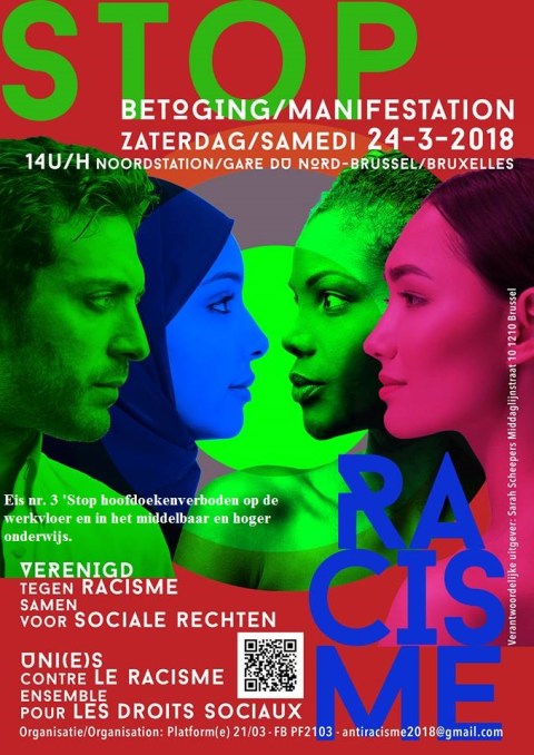 hoofddoek betog antiracisme 24 maart